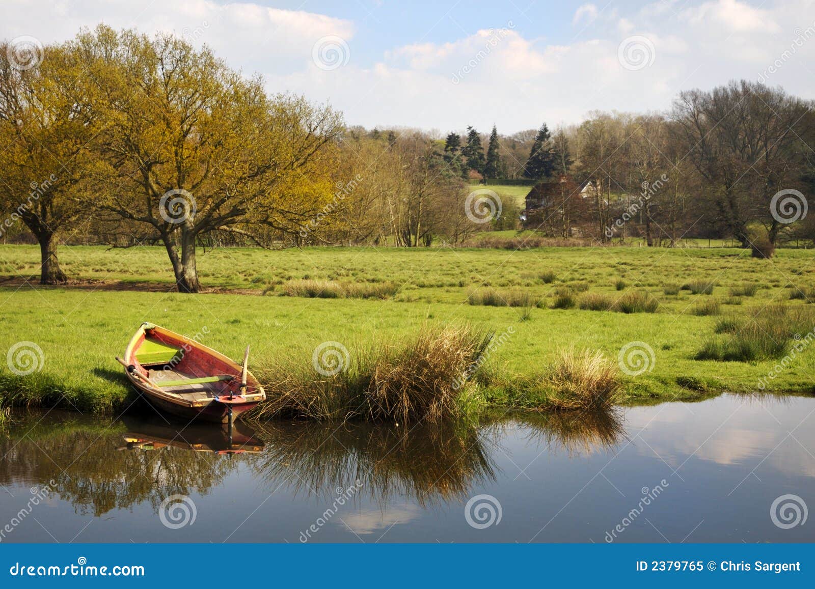 Rowing Boat On River Bank Royalty Free Stock Photo - Image 